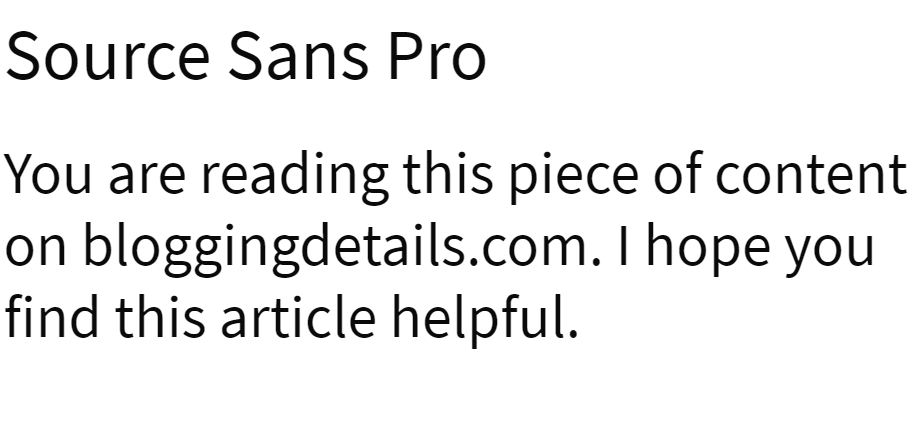 Source Sans Pro font style