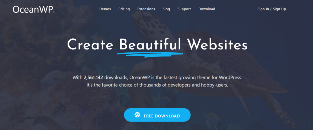 OceanWP free WordPress theme for blog