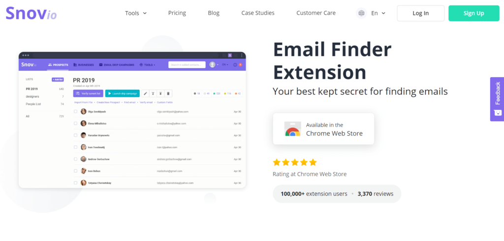 Email finder chrome extension - Snov.io